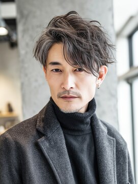 カットもパーマもイケメンパラダイス Men's天王寺 大人センターパート×ニュアンス質感