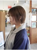 切りっぱなしボブ/ミニボブ/丸くないボブ/ヘーゼルベージュ