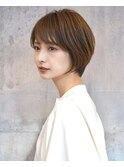 30代・40代大人可愛い小顔ひし形丸みショートボブ黒髪前下がり