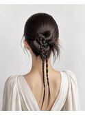 韓国風カチモリ編み込みヘアセット