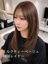 エトワ 新宿三丁目店(ETOWA) ブリーチなしミルクティーベージュ×顔周りレイヤーカット