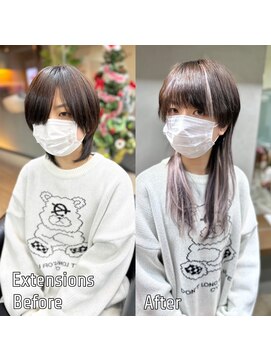 ディア(.eer) エクステウルフ　ハイライトMIX　ロングウルフ　心斎橋　大阪