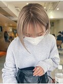 ミルクティーベージュダブルカラーブロンドベージュミニボブ