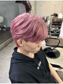 メンズシースルーマッシュウルフ×ピンクカラー