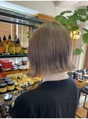 髪質改善カラー大人可愛いミルクティーベージュボブ
