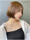 切りっぱなし丸みボブ 透明感カラーt814