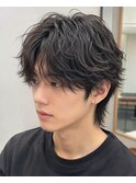 ニュアンスパーマ/フェザーパーマ/センターパート/名古屋/栄