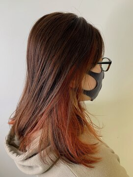 カラーワールド カンナヘアーメゾン(color world canna hair maison) インナーカラー×オレンジ