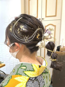 ネオリーブアイム 横浜西口店(Neolive aim) 卒業式水引と金箔アレンジ ミディアム【横浜】