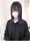 ネイビーグレージュ/ブルーアッシュインナーカラーウルフヘアー