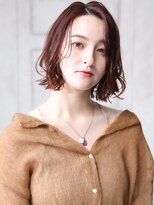 クラッチムク 博多口(CLUTCH muk.)&nbsp;大人可愛い小顔美髪ツヤ髪センター分ボブカシスレッドB5