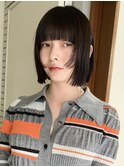 ワイドバングボブ 顔周りレイヤー 黒髪ボブ