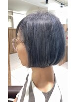 ラック 海老名店(LUCK) 【大人女性向けツヤボブ】あごラインボブスタイル×暗めネイビー