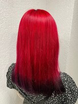 アジールヘア 所沢プロペ通り店(agir hair) セミディ姫カットビビットレッドオンブラックエンドカラー所沢