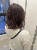 ピンクラベンダー　秋冬カラー　大人ボブ