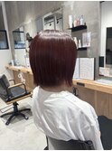 暖色艶カラー×切りっぱなしボブ