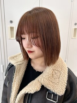 ハピネス 梅田茶屋町店(HAPPINESS) 切りっぱなしボブ/ぱっつんボブ/顔まわりレイヤー/透明感/顔周り