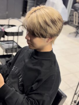 アウル 心斎橋(owl) シースルーマッシュ/ミルクティーベージュ/エンドカラー/メンズ