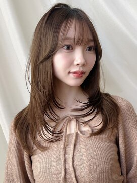 バイオレット 表参道店(Violet) 前髪顔まわり小顔似合わせミディアムレイヤーグレージュカラー