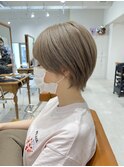 ハッシュカットフルバング似合わせカットレッドブラウン