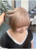 ミニボブハイトーンホワイトベージュミルクティーカラー