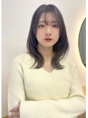 セミレイヤー_ブルーカラー_ワインレッド_お団子ヘア