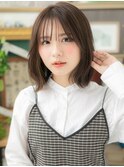 グレーベージュシースルーバング韓国風ロブc6浦和20代30代40代