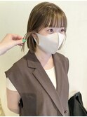 切りっぱなしボブ×柔らかベージュ