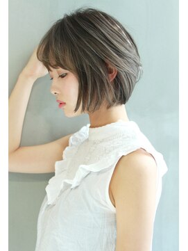 ブラン 天王寺(Blanc) 【Blanc】ミニボブ_ハイライト_ミルクティーグレージュカラー
