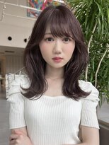 ミンクス 青山店(MINX) モテくびれレイヤー 斜めバングデザインカラーシルキーベージュ