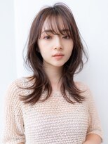 20代30代大人可愛い斜めバング/レイヤーカットグレージュカラー