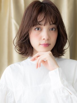 カバーヘア イヴ 戸頭店(COVER HAIR EVE) ミルクティーアッシュ外ハネくびれボブウルフ308W戸頭30代40代