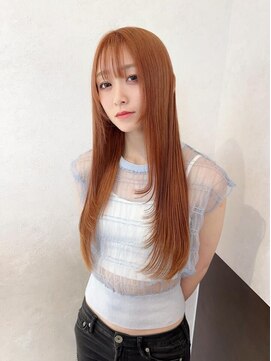 アース コアフュールボーテ 諏訪店(EARTH coiffure beaute) オレンジベージュ_デザイン_ ケアブリーチ_ワンホンヘア