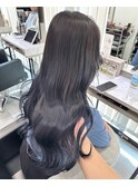 ブルーブラック ネイビーブルー 韓国ヘア くびれヘア
