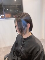 ナンバー(number+)&nbsp;20代30代大人可愛い透明感インナーカラーネイビーボブアッシュ