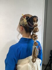 卒業式 成人式 アレンジ 袴 着物  パーティーヘアセット