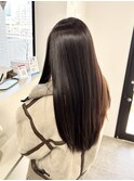 髪質改善縮毛矯正ストレートヘア暗めカラーマロンベージュカラー