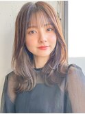 ◎ミニウルフホワイトグレージュデジタルパーマチェリーブラウン