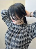 ワンレンサイドバング前髪センターパートロングレイヤーカット