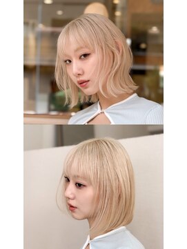 シュク 高円寺(SYUK) ホワイトベージュ×くびれボブ/SYUK高円寺/【坂元】