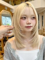 バイオレット 表参道店(Violet)&nbsp;ミディアムレイヤーシャギーカットセミロングレイヤーハイトーン