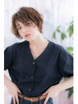 外国人風濡れ髪ウェーブ…こなれエアリーミニボブb
