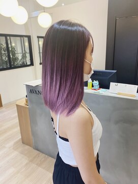 チェレ ロッソ 金剛店(Chere rosso) パープルカラー×ロブヘア×パープルバレイヤージュ