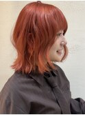 韓国/ボブ/ブリーチ/ピンク/オレンジ