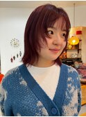 ボルドーダブルカラーケアブリーチインナーカラーハイライト