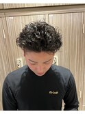 メンズカット+オールバックパーマ