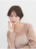 ハンサムショートボブレイヤーオリーブグレー小顔ネイビー黒髪
