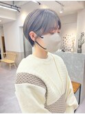 小顔レイヤーショート×くびれヘア×オリーブグレー[横浜駅]