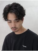シャドウパーマスパイラルパーマセンターパートメンズヘア