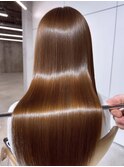 ヘーゼルベージュ美髪ストレート美髪韓国風センターパート